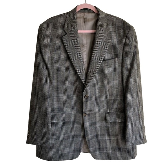 Lauren Ralph Lauren Vintage 90s Houndstooth Blazer Wool Academia Preppy Sz 43R - Picture 1 of 16